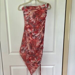 Strapless Floral Asymmetrical Dress